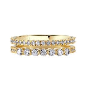 BLOOMTINE Illuminess™ Fine Gold Vermeil Moissanite Combi Stack Double Band Ring